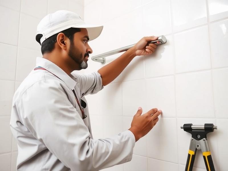 Installer fitting a grab bar